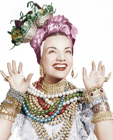 Carmen Miranda White Modern Wood Framed Art Print with Double Matting by Hollywood Photo Archive