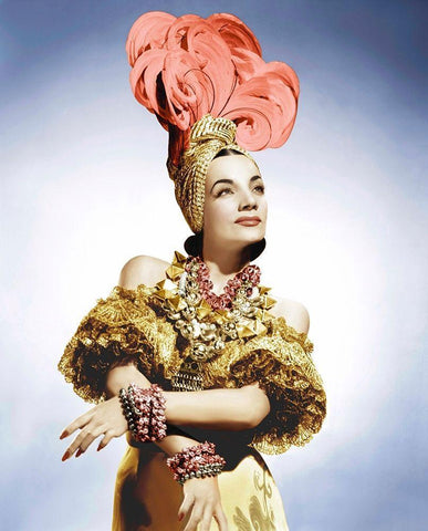 Carmen Miranda Black Ornate Wood Framed Art Print with Double Matting by Hollywood Photo Archive