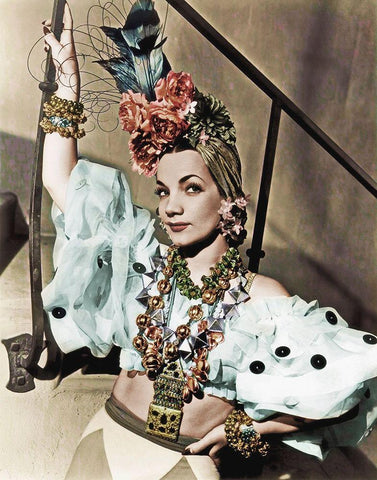 Carmen Miranda White Modern Wood Framed Art Print with Double Matting by Hollywood Photo Archive