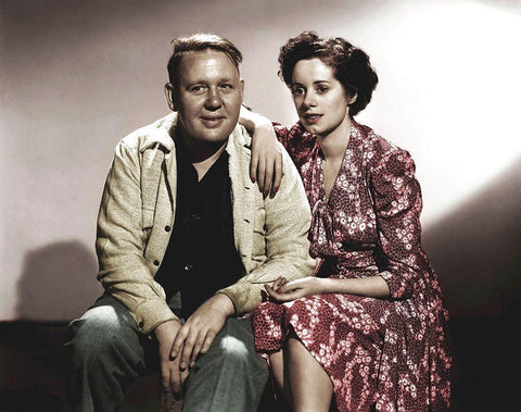 Charles Laughton with Elsa Lanchester Black Ornate Wood Framed Art Print with Double Matting by Hollywood Photo Archive