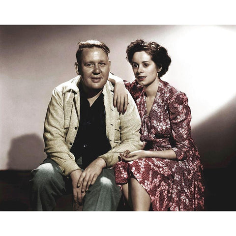 Charles Laughton with Elsa Lanchester White Modern Wood Framed Art Print by Hollywood Photo Archive