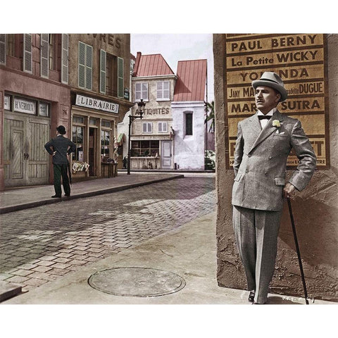 Charlie Chaplin Gold Ornate Wood Framed Art Print with Double Matting by Hollywood Photo Archive