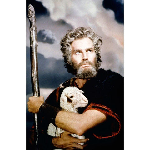 Charlton Heston Gold Ornate Wood Framed Art Print with Double Matting by Hollywood Photo Archive