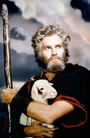 Charlton Heston White Modern Wood Framed Art Print with Double Matting by Hollywood Photo Archive