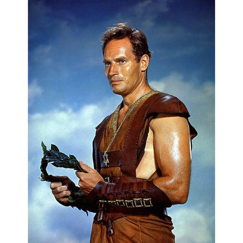 Charlton Heston Gold Ornate Wood Framed Art Print with Double Matting by Hollywood Photo Archive