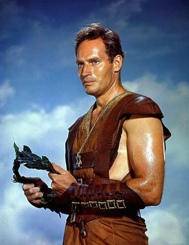 Charlton Heston Black Ornate Wood Framed Art Print with Double Matting by Hollywood Photo Archive