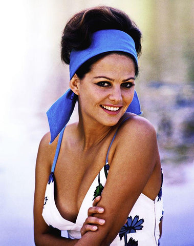 Claudia Cardinale White Modern Wood Framed Art Print with Double Matting by Hollywood Photo Archive