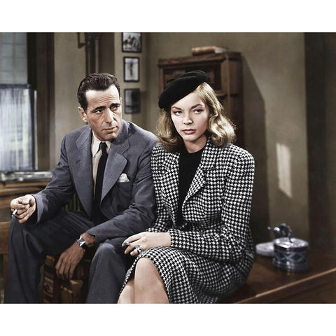 Humphrey Bogart with Lauren Bacall - The Big Sleep Gold Ornate Wood Framed Art Print with Double Matting by Hollywood Photo Archive