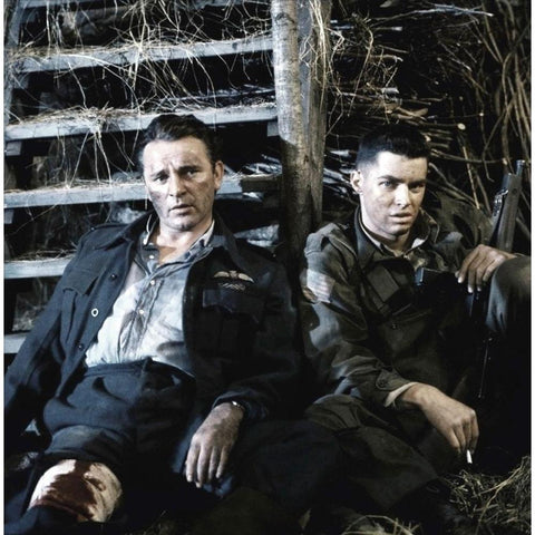 Richard Burton - The Longest Day White Modern Wood Framed Art Print by Hollywood Photo Archive