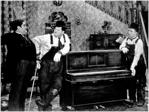Laurel and Hardy - Music Box The, 1932 White Modern Wood Framed Art Print with Double Matting by Hollywood Photo Archive