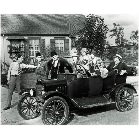 Laurel and Hardy - Perfect Day, 1929 Black Modern Wood Framed Art Print by Hollywood Photo Archive