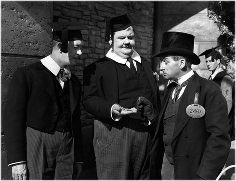 Laurel and Hardy - A Regular Scout 1926 Black Ornate Wood Framed Art Print with Double Matting by Hollywood Photo Archive