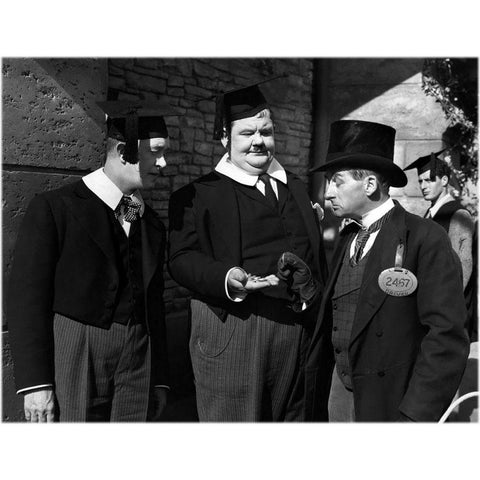 Laurel and Hardy - A Regular Scout 1926 Black Modern Wood Framed Art Print by Hollywood Photo Archive