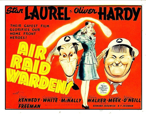 Laurel and Hardy - Air Raid Wardens, 1943 Black Ornate Wood Framed Art Print with Double Matting by Hollywood Photo Archive