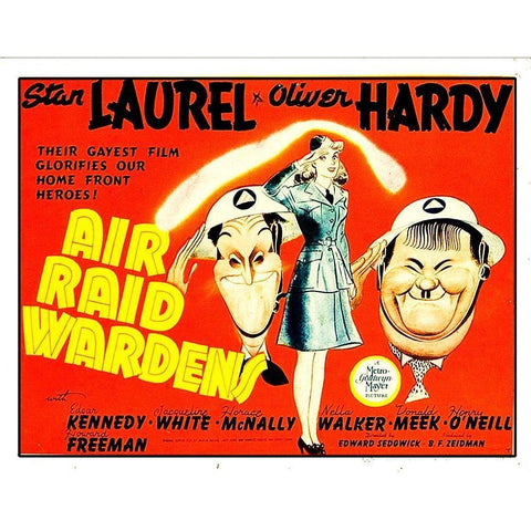 Laurel and Hardy - Air Raid Wardens, 1943 Black Modern Wood Framed Art Print by Hollywood Photo Archive