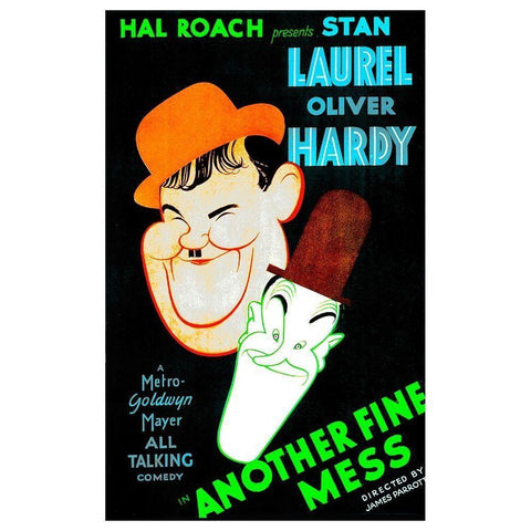 Laurel and Hardy - Another Fine Mess with Laurel and Hardy Black Modern Wood Framed Art Print with Double Matting by Hollywood Photo Archive