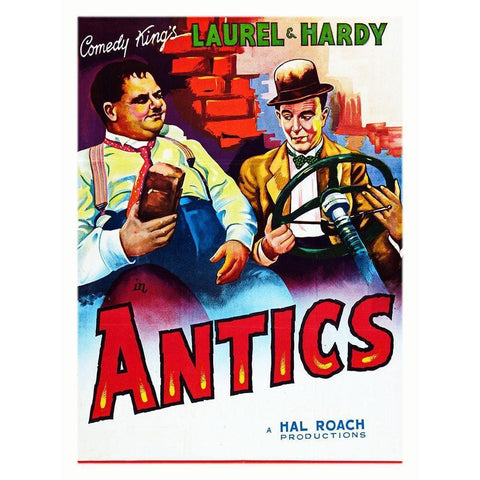 Laurel and Hardy - Antics Black Modern Wood Framed Art Print by Hollywood Photo Archive