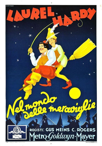 Laurel and Hardy - Italian - Babes in Toyland, 1934 White Modern Wood Framed Art Print with Double Matting by Hollywood Photo Archive