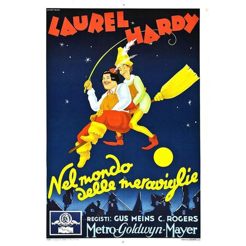 Laurel and Hardy - Italian - Babes in Toyland, 1934 White Modern Wood Framed Art Print by Hollywood Photo Archive