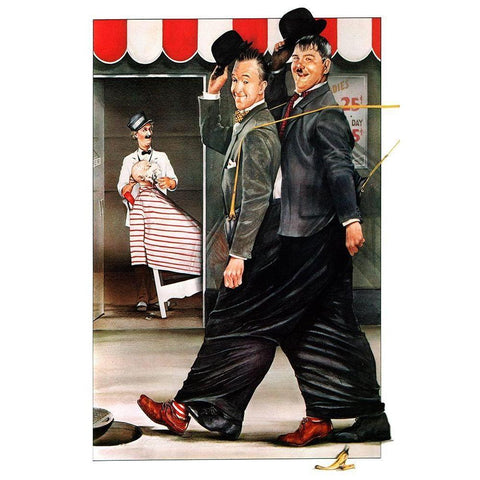 Laurel and Hardy - Ben Turpin White Modern Wood Framed Art Print by Hollywood Photo Archive