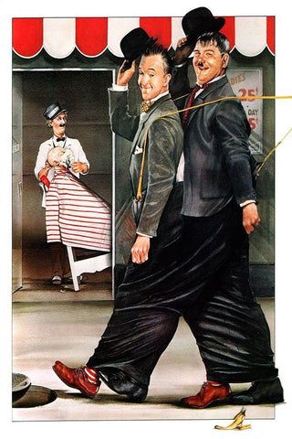 Laurel and Hardy - Ben Turpin Black Ornate Wood Framed Art Print with Double Matting by Hollywood Photo Archive