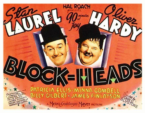 Laurel and Hardy - Block-Heads, 1938 Black Ornate Wood Framed Art Print with Double Matting by Hollywood Photo Archive