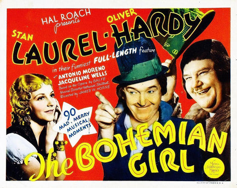 Laurel and Hardy - Bohemian Girl, 1936 Black Ornate Wood Framed Art Print with Double Matting by Hollywood Photo Archive