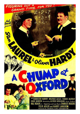 Laurel and Hardy - Chump at Oxford, 1940 White Modern Wood Framed Art Print with Double Matting by Hollywood Photo Archive