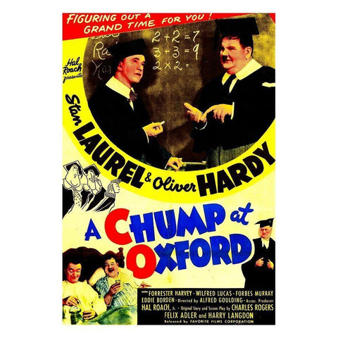 Laurel and Hardy - Chump at Oxford, 1940 White Modern Wood Framed Art Print by Hollywood Photo Archive