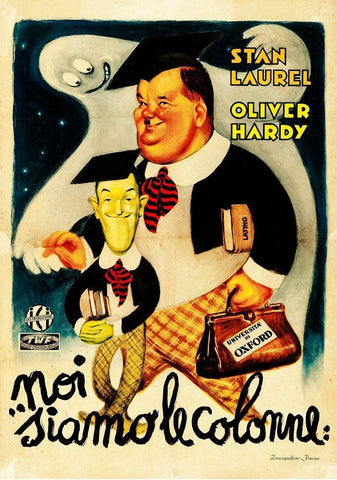 Laurel and Hardy - Italian - Further Perils of Laurel and Hardy, 1931 White Modern Wood Framed Art Print with Double Matting by Hollywood Photo Archive