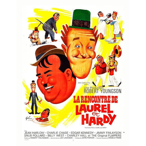 Laurel and Hardy - French -  Further Perils of Laurel and Hardy, 1931 Gold Ornate Wood Framed Art Print with Double Matting by Hollywood Photo Archive