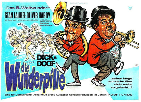 Laurel and Hardy - German - Hollywood Party, 1934 White Modern Wood Framed Art Print with Double Matting by Hollywood Photo Archive