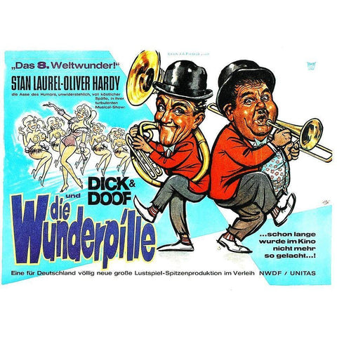 Laurel and Hardy - German - Hollywood Party, 1934 White Modern Wood Framed Art Print by Hollywood Photo Archive