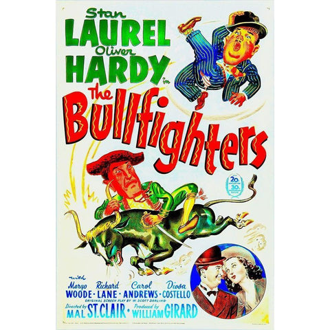 Laurel and Hardy - The Bullfighters, 1945 Black Modern Wood Framed Art Print by Hollywood Photo Archive