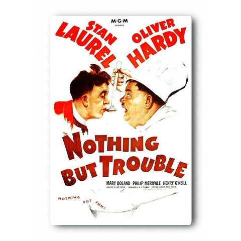 Laurel and Hardy - Nothing But Trouble, 1944 White Modern Wood Framed Art Print by Hollywood Photo Archive