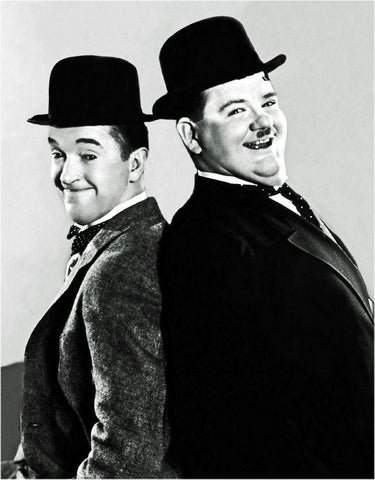 Laurel and Hardy - Portrait, 1933 Black Ornate Wood Framed Art Print with Double Matting by Hollywood Photo Archive