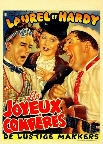 Laurel and Hardy - French - Les Joyeux Comperes Black Ornate Wood Framed Art Print with Double Matting by Hollywood Photo Archive