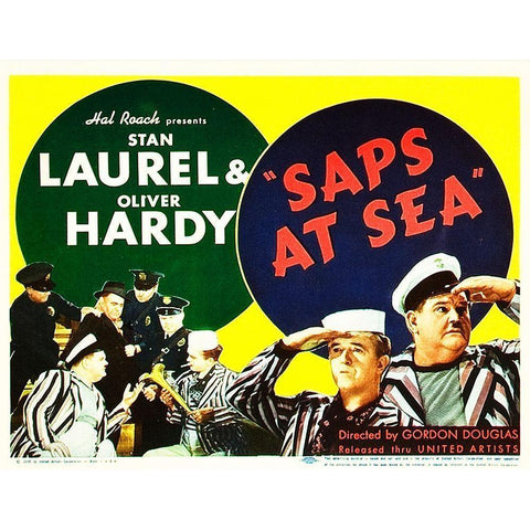 Laurel and Hardy - Saps At Sea, 1940 Black Modern Wood Framed Art Print with Double Matting by Hollywood Photo Archive