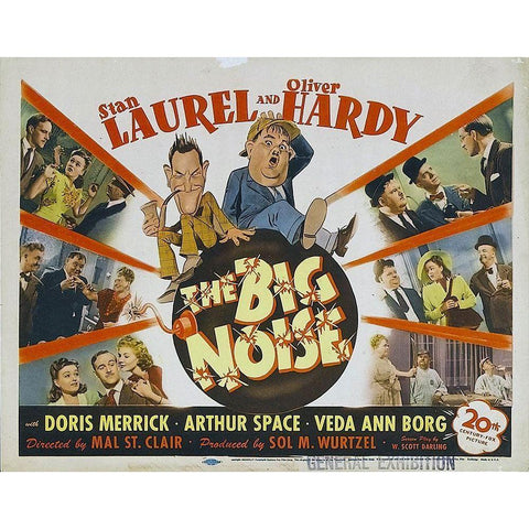 Laurel and Hardy - The Big Noise, 1944 Gold Ornate Wood Framed Art Print with Double Matting by Hollywood Photo Archive