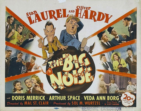 Laurel and Hardy - The Big Noise, 1944 White Modern Wood Framed Art Print with Double Matting by Hollywood Photo Archive