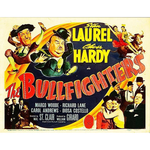 Laurel and Hardy - The Bullfighters, 1945 Black Modern Wood Framed Art Print by Hollywood Photo Archive