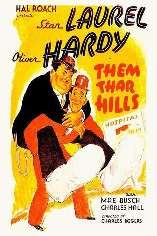 Laurel and Hardy - Them Thar hills, 1934 White Modern Wood Framed Art Print with Double Matting by Hollywood Photo Archive