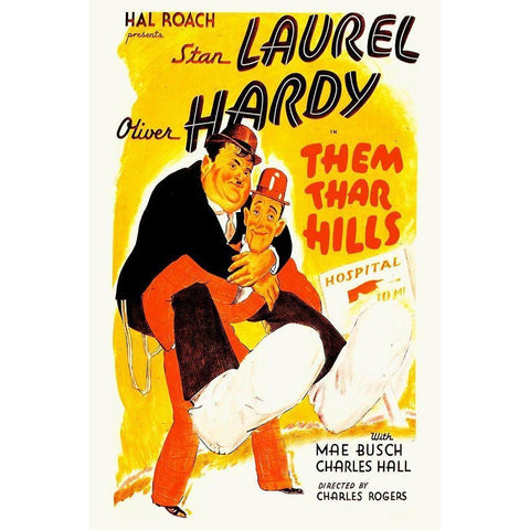 Laurel and Hardy - Them Thar hills, 1934 Black Modern Wood Framed Art Print by Hollywood Photo Archive