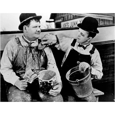 Laurel and Hardy - Towed in a Hole, 1936 Gold Ornate Wood Framed Art Print with Double Matting by Hollywood Photo Archive