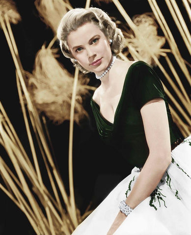 Grace Kelly Black Ornate Wood Framed Art Print with Double Matting by Hollywood Photo Archive