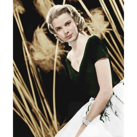 Grace Kelly Black Modern Wood Framed Art Print with Double Matting by Hollywood Photo Archive