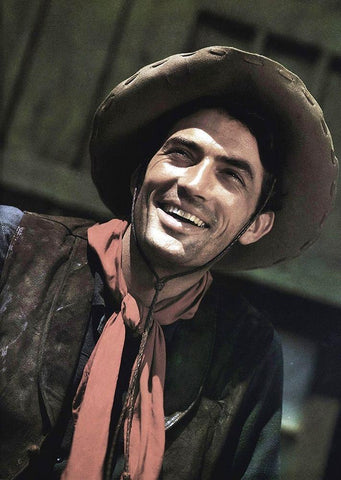 Gregory Peck White Modern Wood Framed Art Print with Double Matting by Hollywood Photo Archive