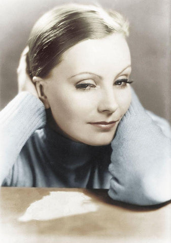 Greta Garbo White Modern Wood Framed Art Print with Double Matting by Hollywood Photo Archive
