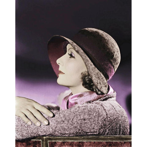 Greta Garbo Black Modern Wood Framed Art Print with Double Matting by Hollywood Photo Archive