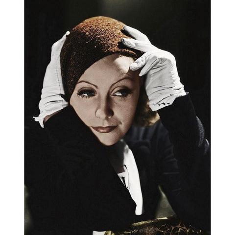Greta Garbo Black Modern Wood Framed Art Print by Hollywood Photo Archive